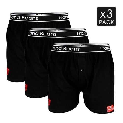 3 Mens Cotton Boxer Shorts Black